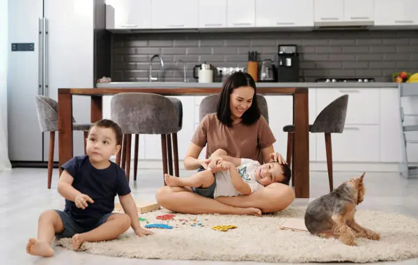 family in kitchen