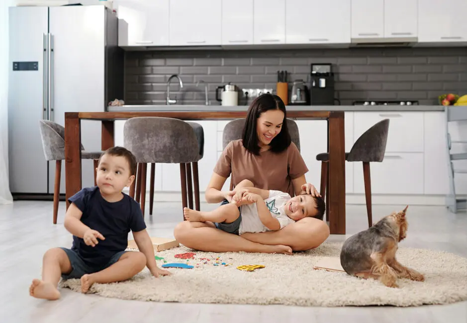 family in kitchen