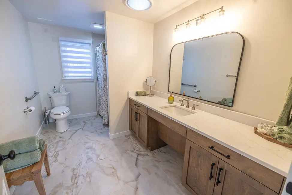 Bathroom with tile flooring