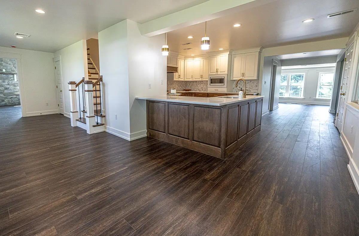 Flooring in open living concept home